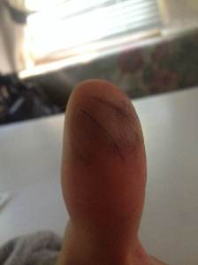 If your thumb looks like this after a day of fishing, it was a good day.